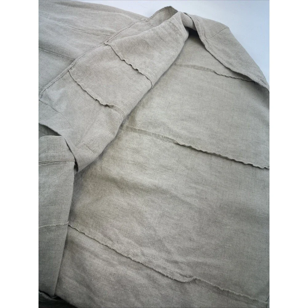 Soft Surroundings Linen Maxi Skirt Button Down Pockets Natural Tan Womens Large‎